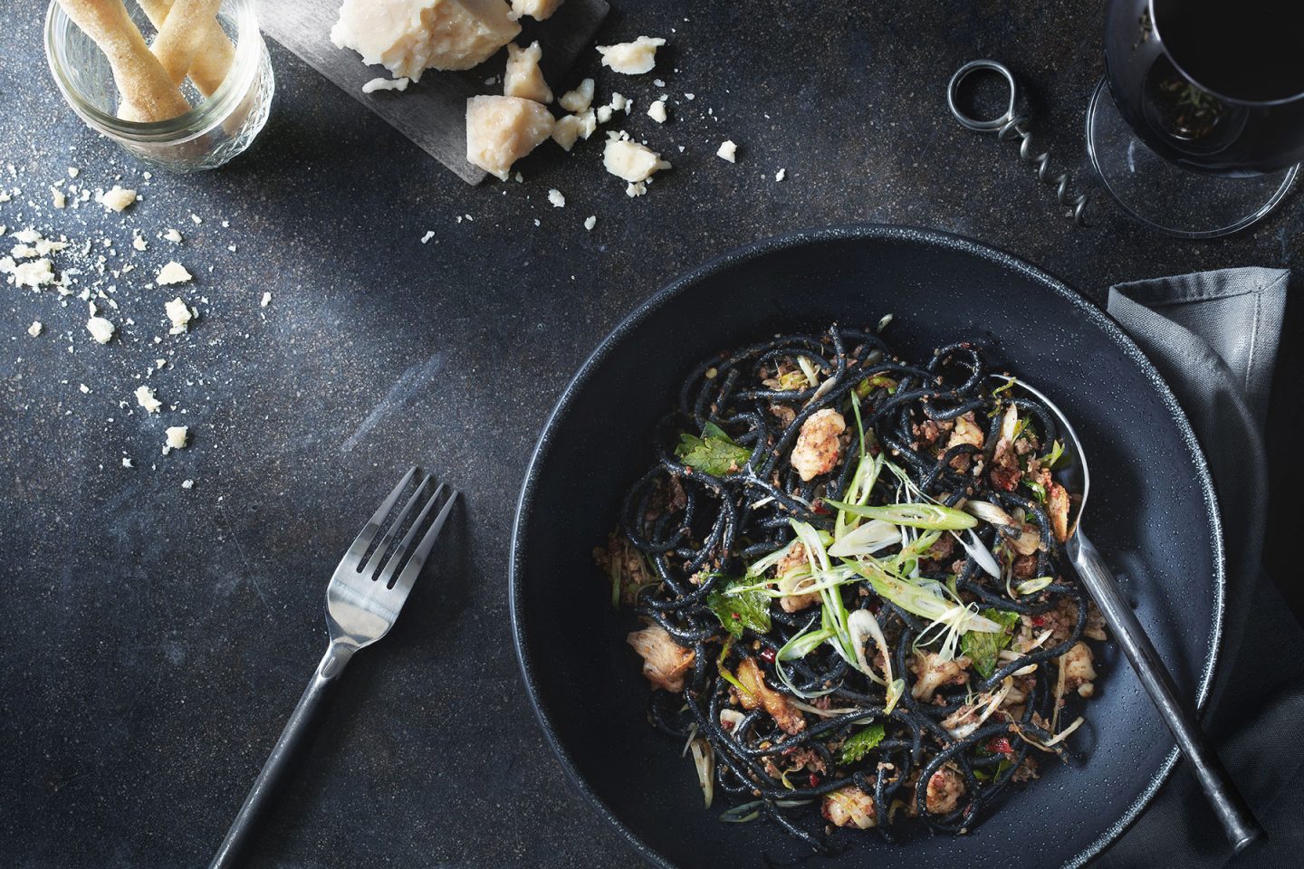 Black Spaghetti with Rock Shrimp